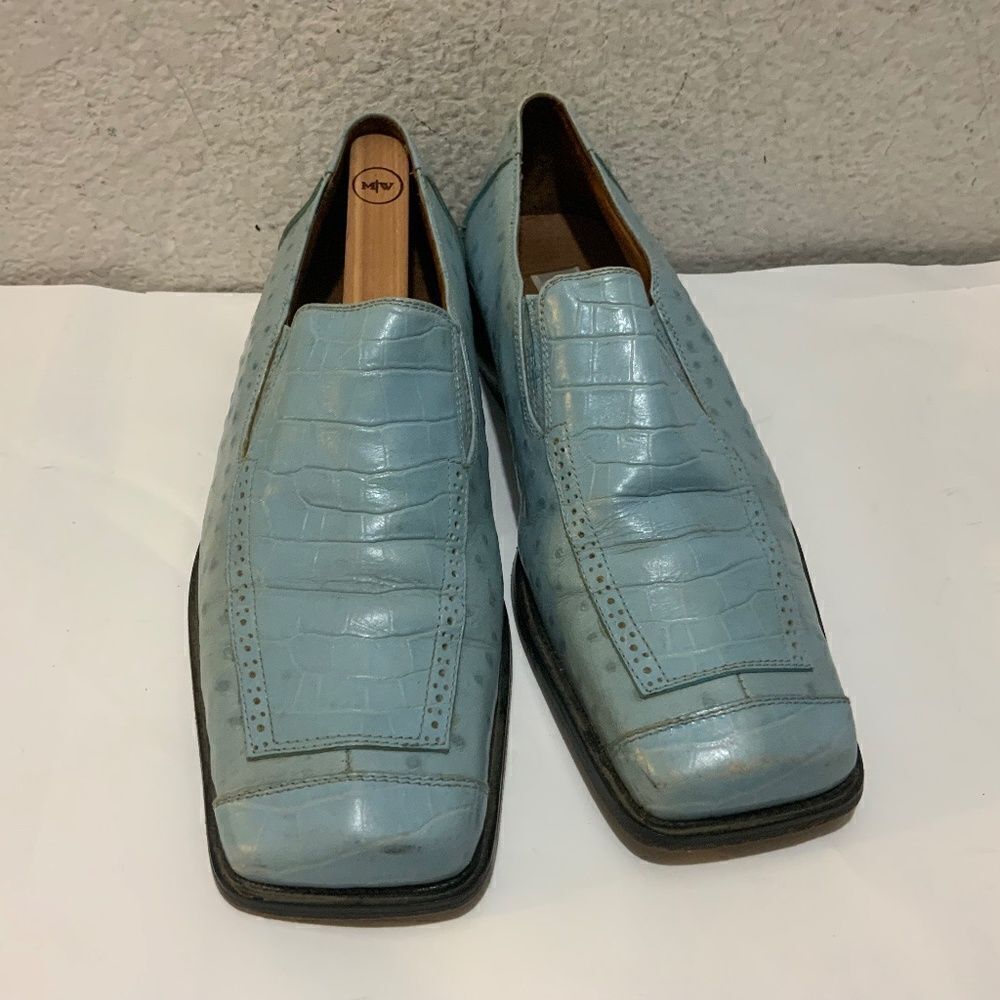 Fratelli Loafers Mens Size 9 Leather Slip On blue Square Toe Dress Shoes